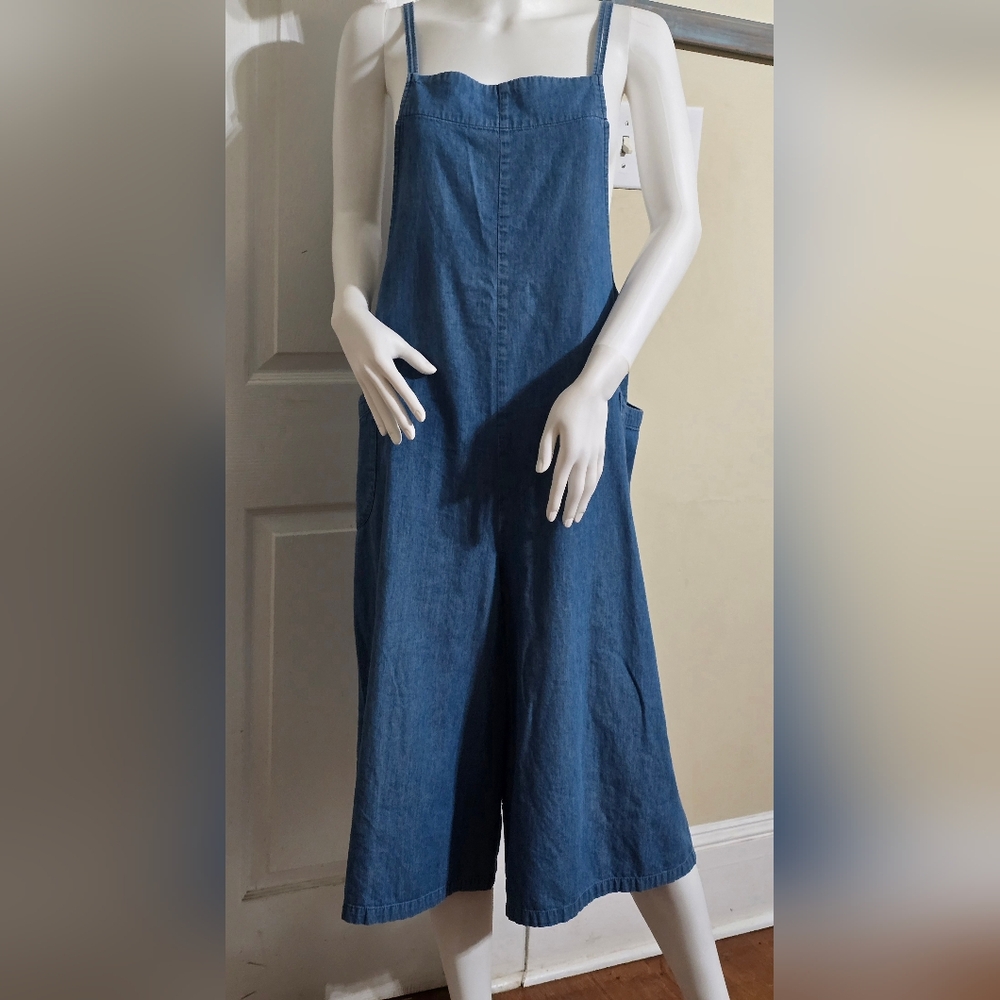Blue Denim Overalls with Classic Stitching